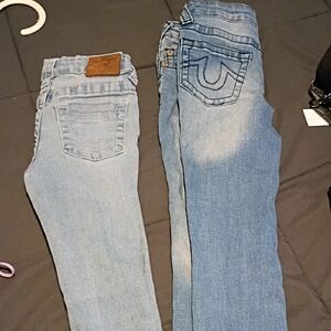 True Religion Kids Light and Medium Blue Jeans The Darker Pair Has Paint On Them